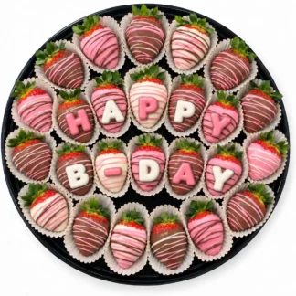 Pink Birthday Chocolate Strawberries - Large