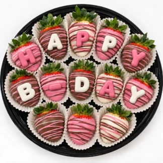 Pink Birthday Chocolate Strawberries - Medium