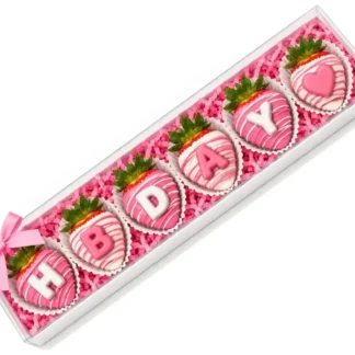 Pink Birthday Chocolate Strawberries - Small